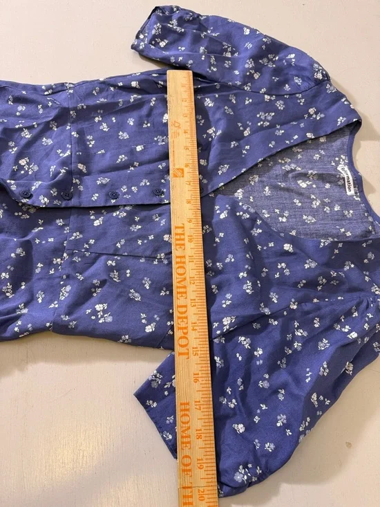 Reformation Ama Floral Puff Sleeve Button Front Top Blue Size S Romantic Blouse - Picture 5 of 11